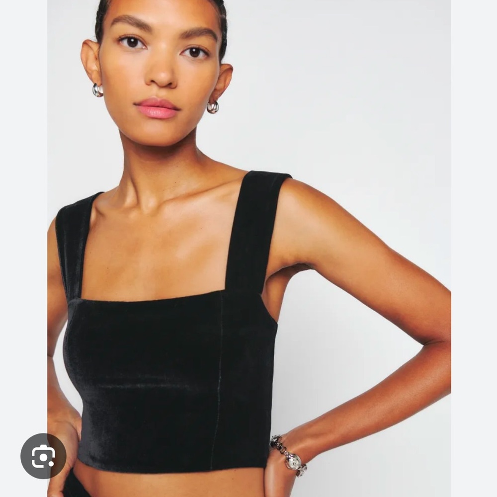 NWT Reformation Giulia black velvet top